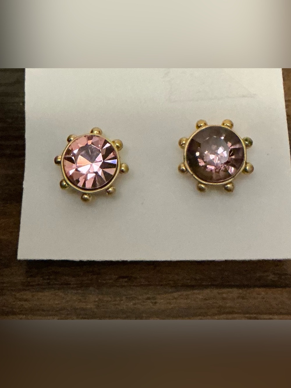 A Rare Gold Kate Spade Pink Crystal Faceted Gumdrop Round Stud Earrings